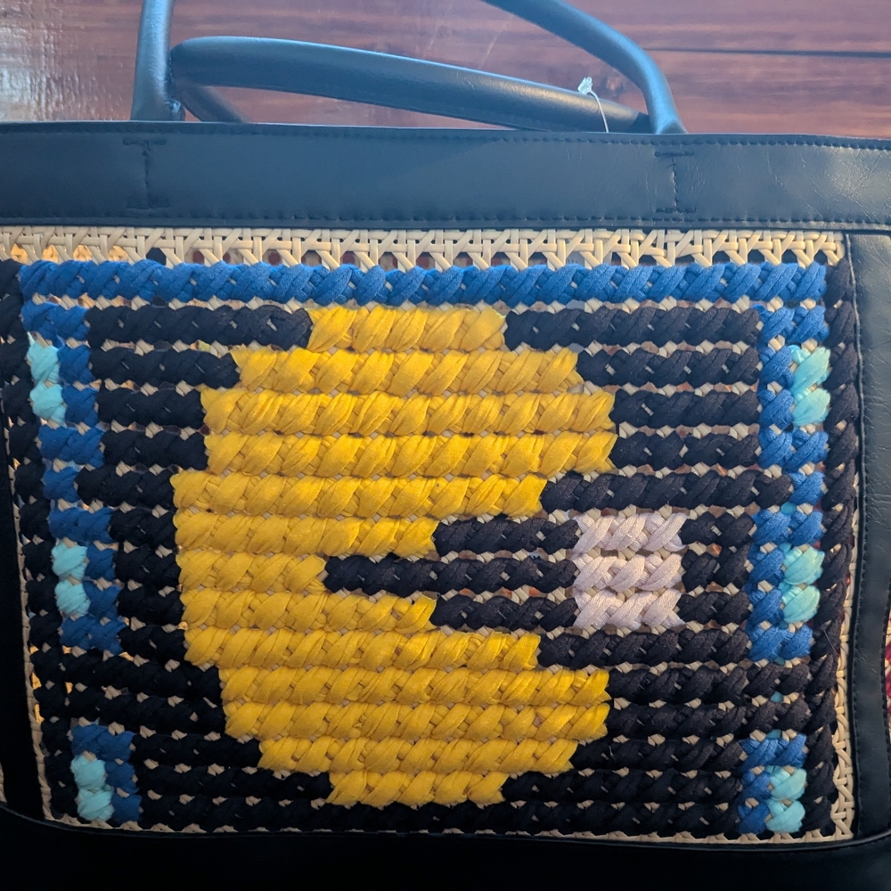 Handmade Cross Stitch Pac-Man Tote